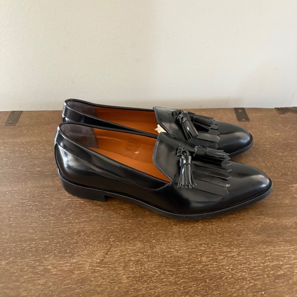 Everlane Black Leather Kiltie Tassel Loafers Made in Italy Pointed Toe Womens 8 - Picture 3 of 9